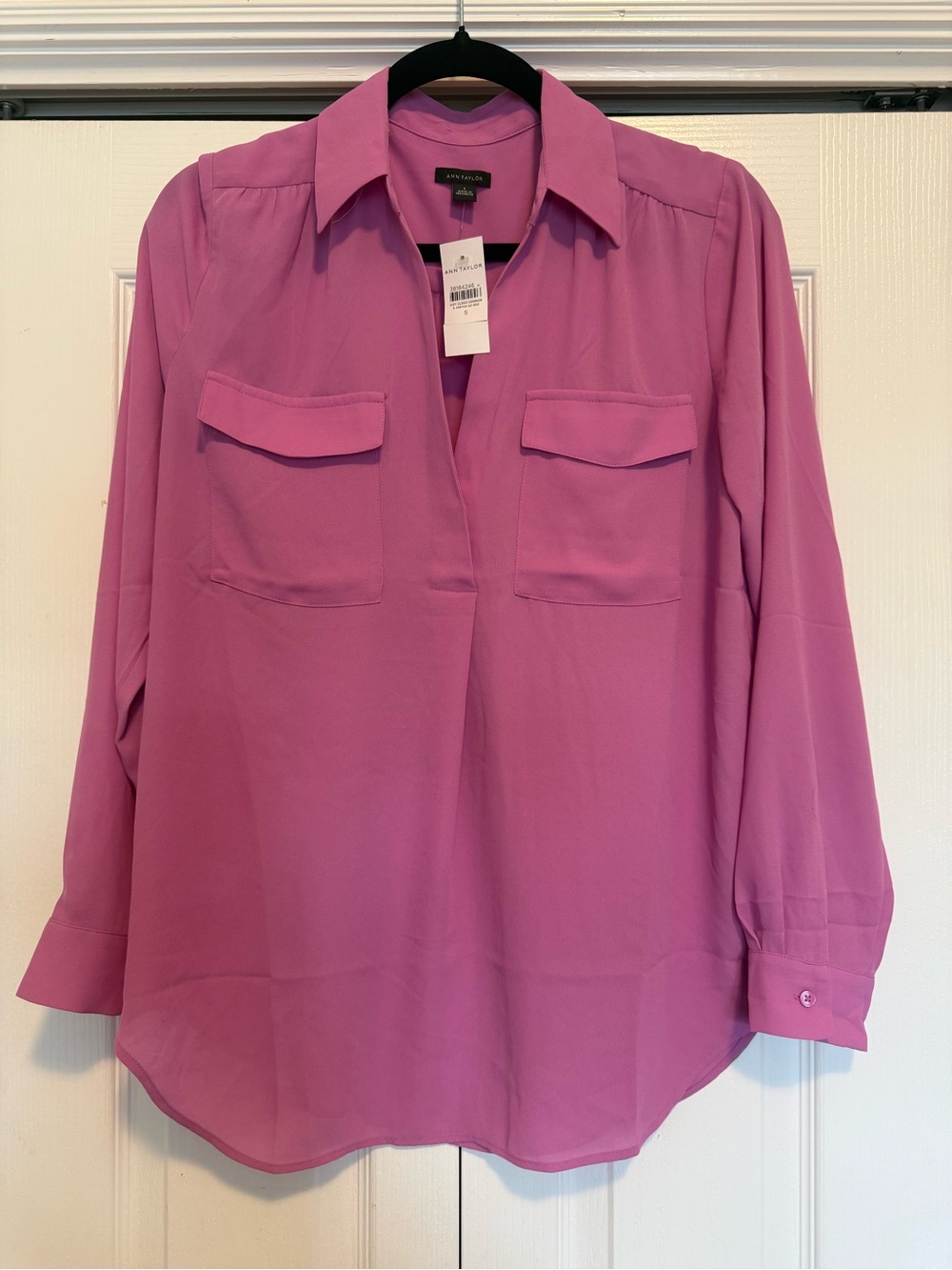 Ann Taylor Pink Button-Down Utility Shirt